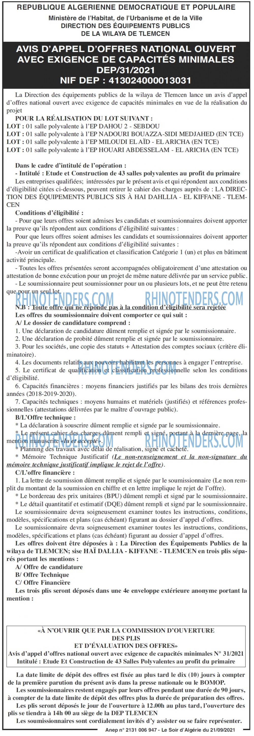 LE SOIR D'ALGERIE