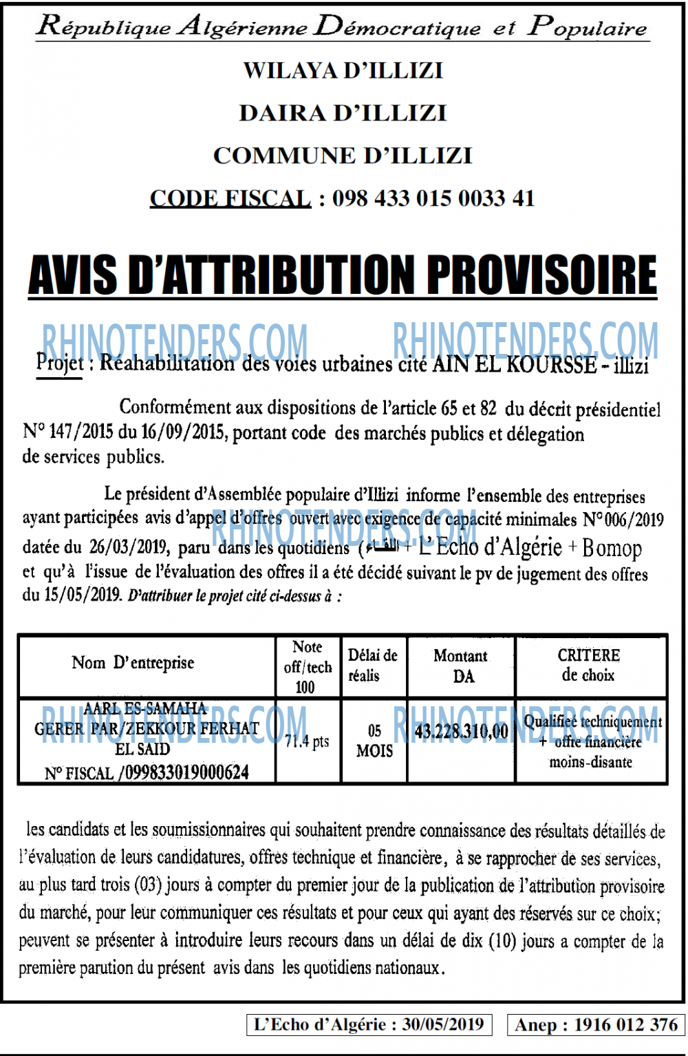 L'ECHO D'ALGERIE