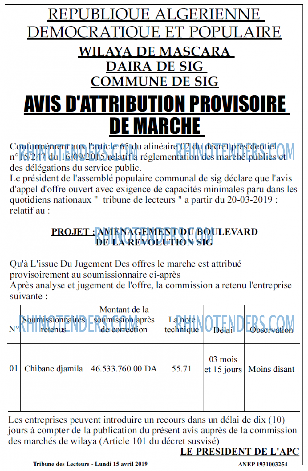 TRIBUNE DES LECTEURS