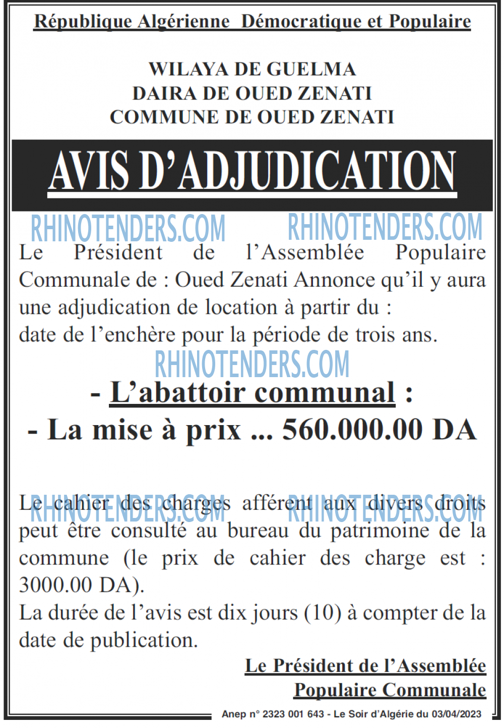 LE SOIR D'ALGERIE