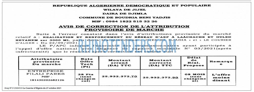 Le Courrier d'Algerie
