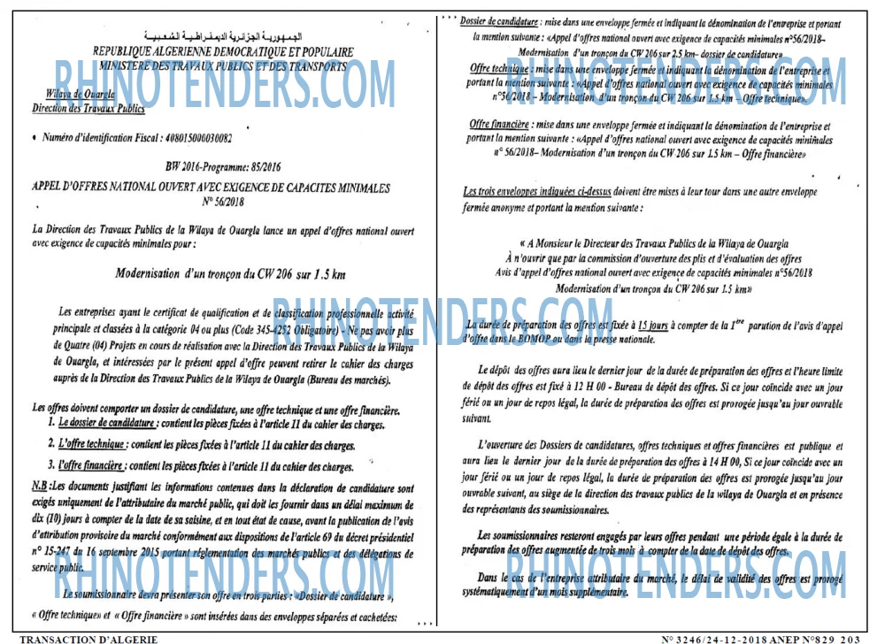 TRANSACTION D'ALGERIE