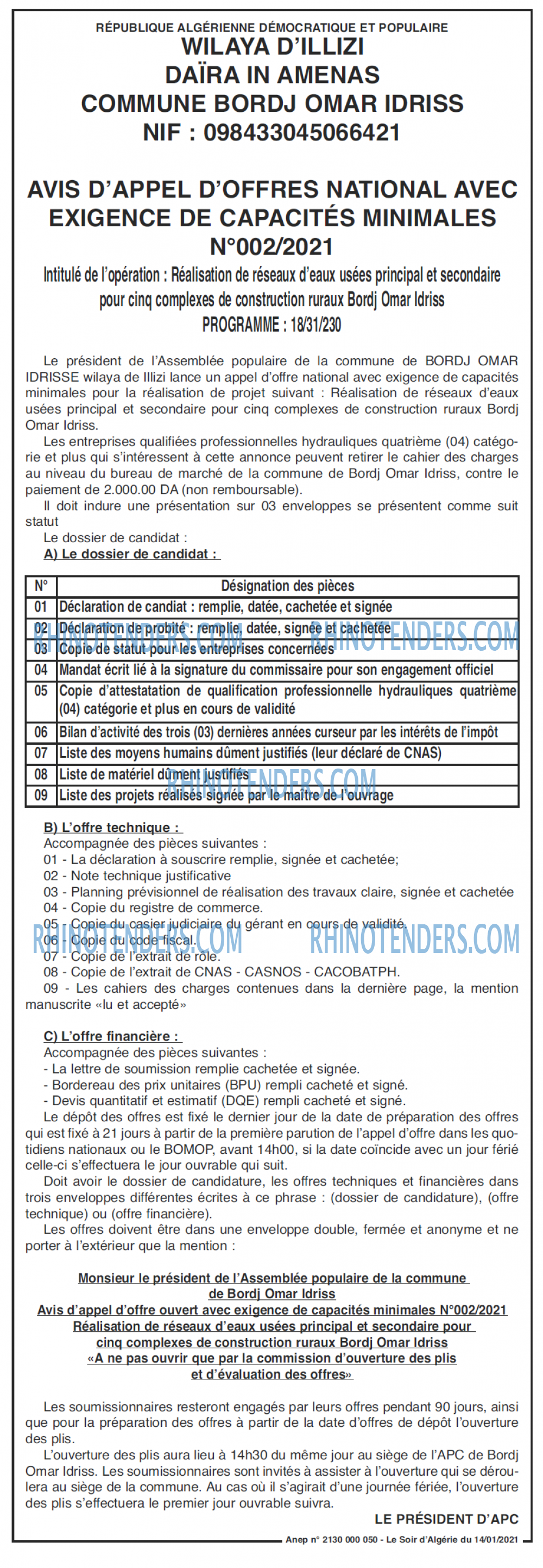 LE SOIR D'ALGERIE