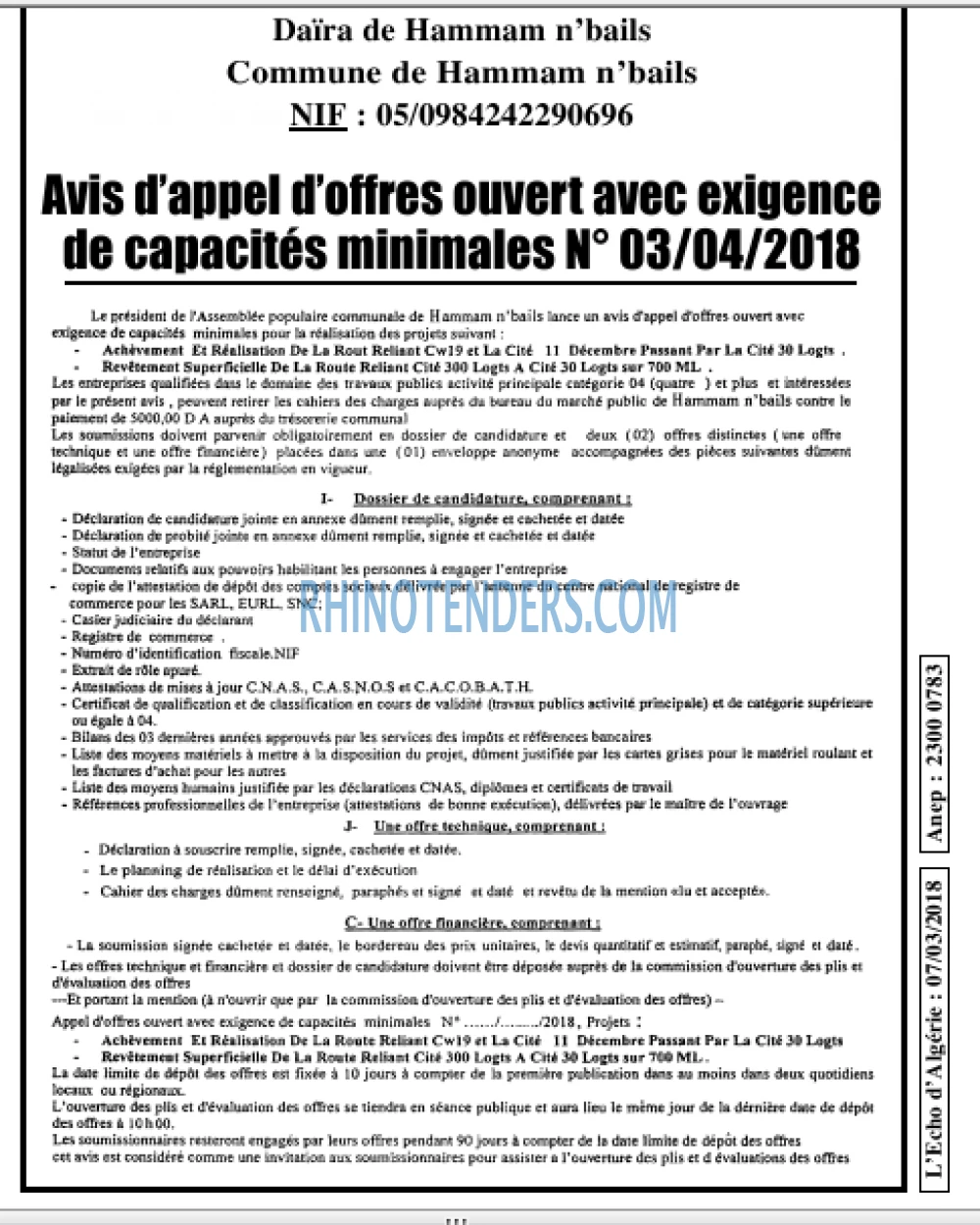 L'ECHO D'ALGERIE