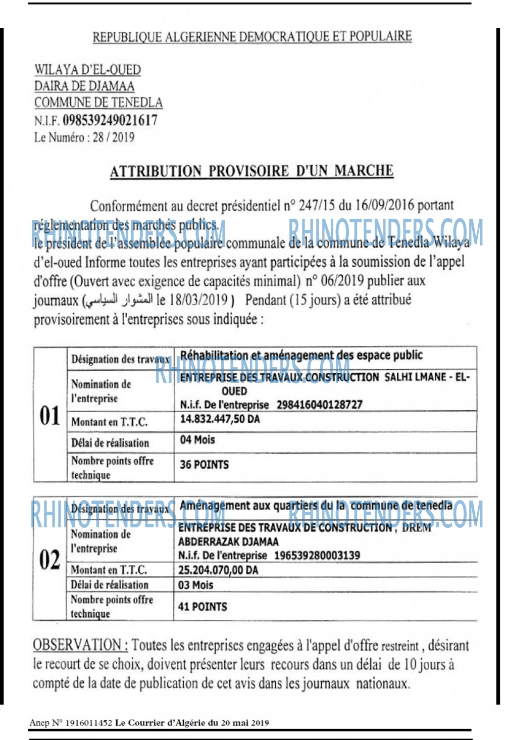 Le Courrier d'Algerie