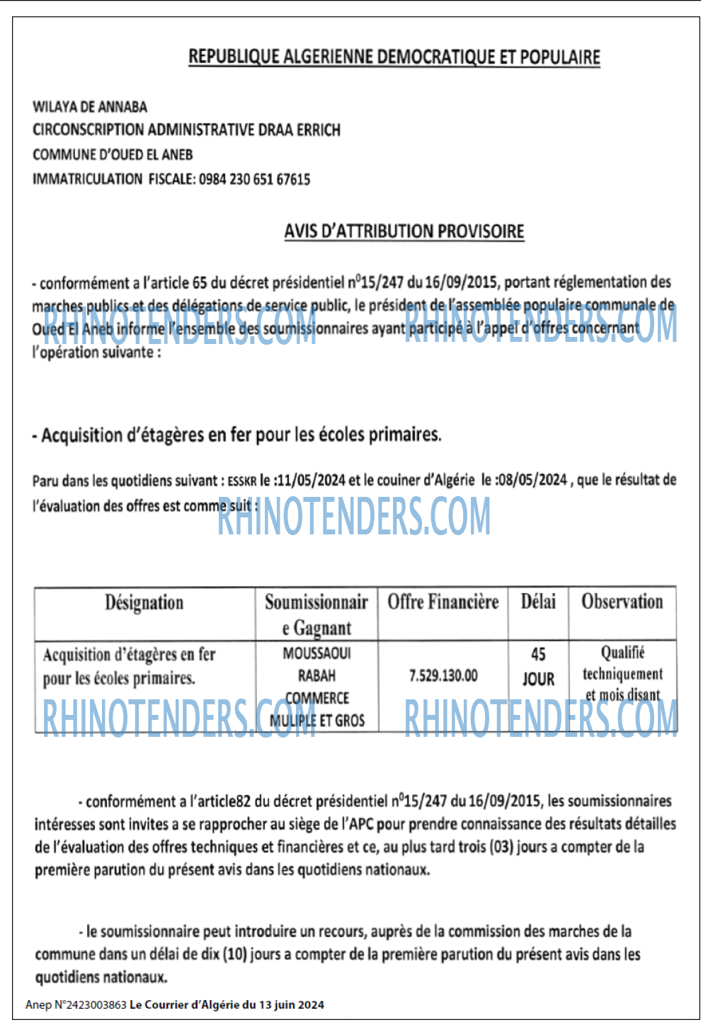 Le Courrier d'Algerie