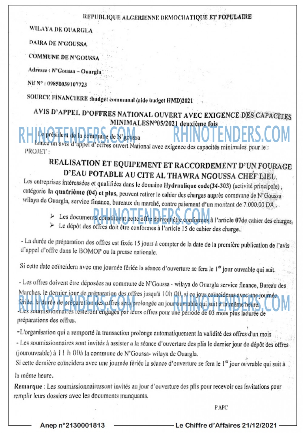 Le Chiffre d'Affaires