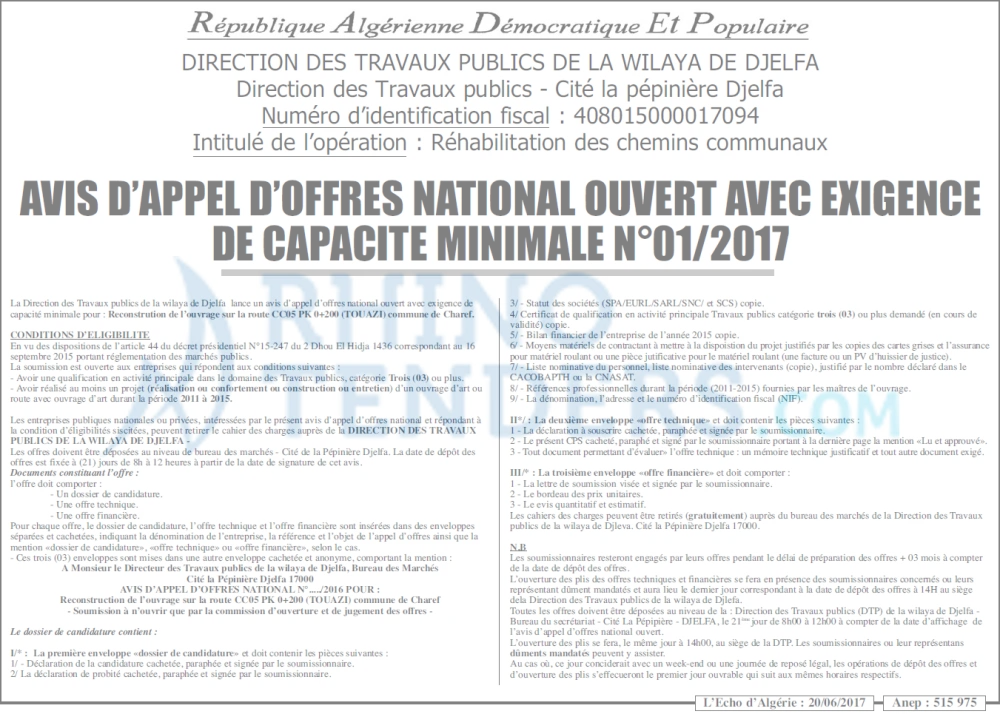 L'ECHO D'ALGERIE
