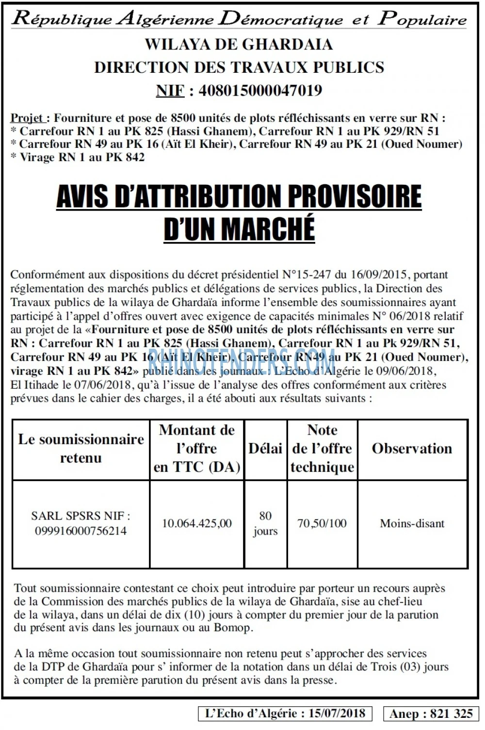 L'ECHO D'ALGERIE