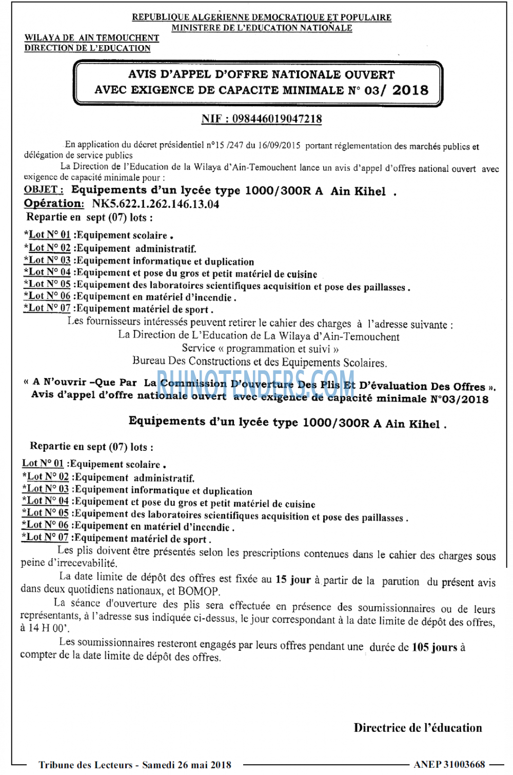 TRIBUNE DES LECTEURS
