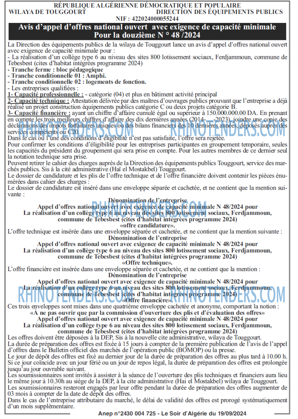 LE SOIR D'ALGERIE