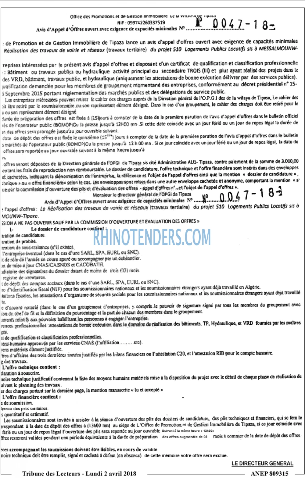 TRIBUNE DES LECTEURS