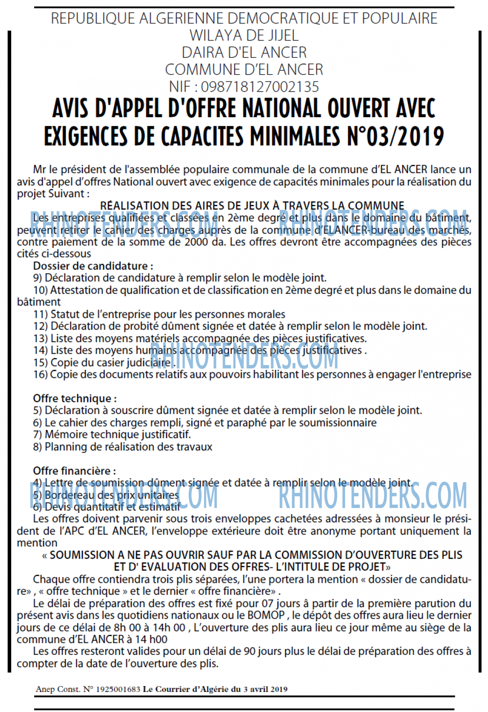 Le Courrier d'Algerie