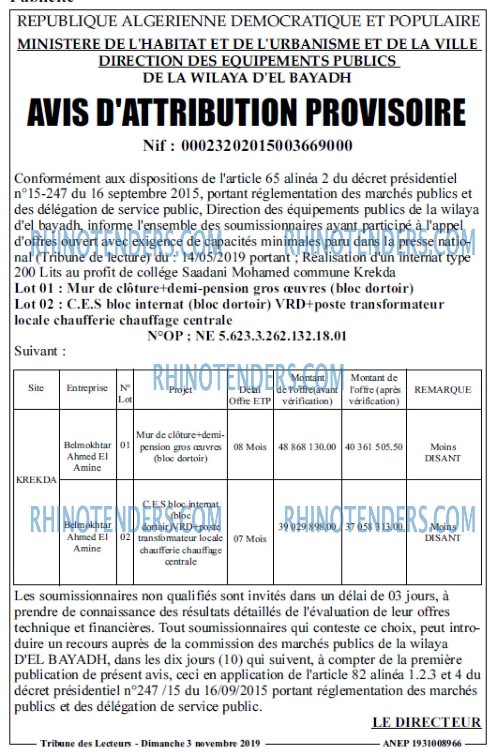 TRIBUNE DES LECTEURS