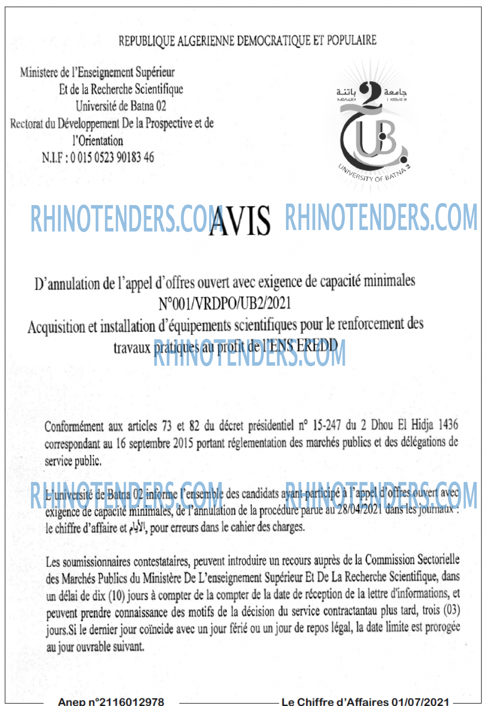 Le Chiffre d'Affaires