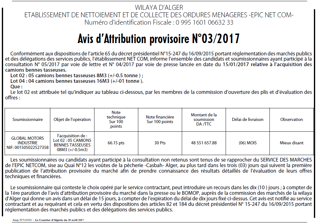 Le Courrier d'Algerie