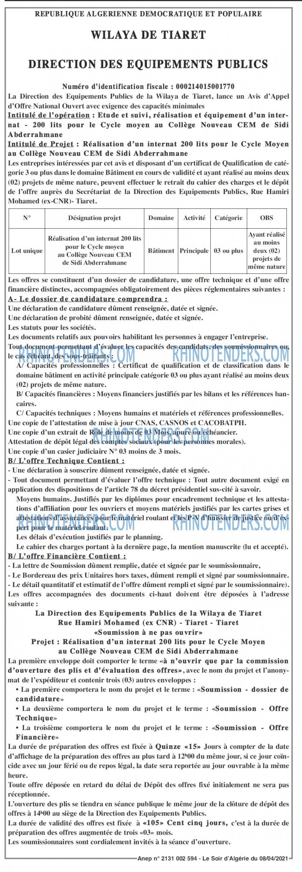 LE SOIR D'ALGERIE