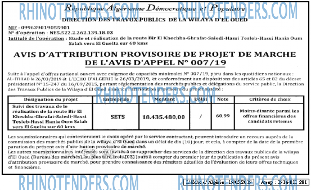 L'ECHO D'ALGERIE