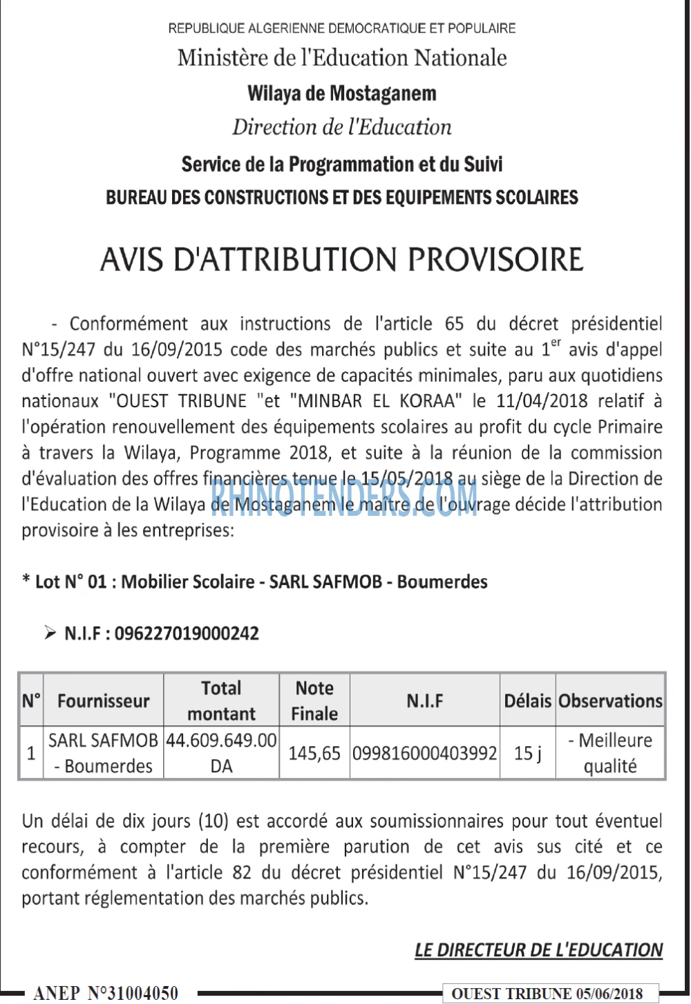 ouest TRIBUNE
