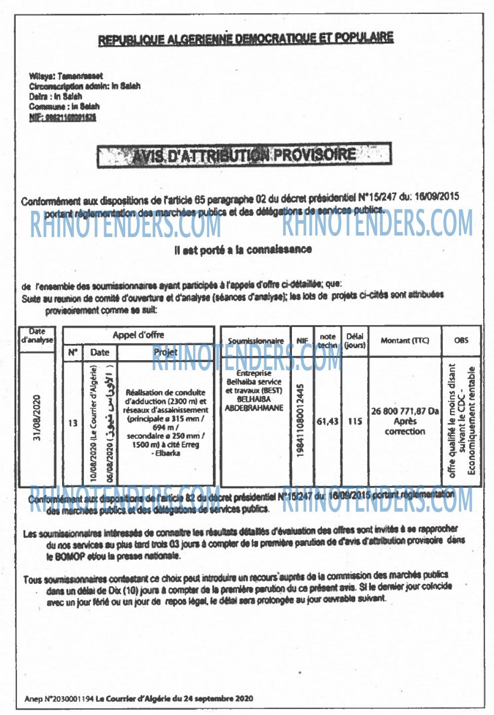 Le Courrier d'Algerie