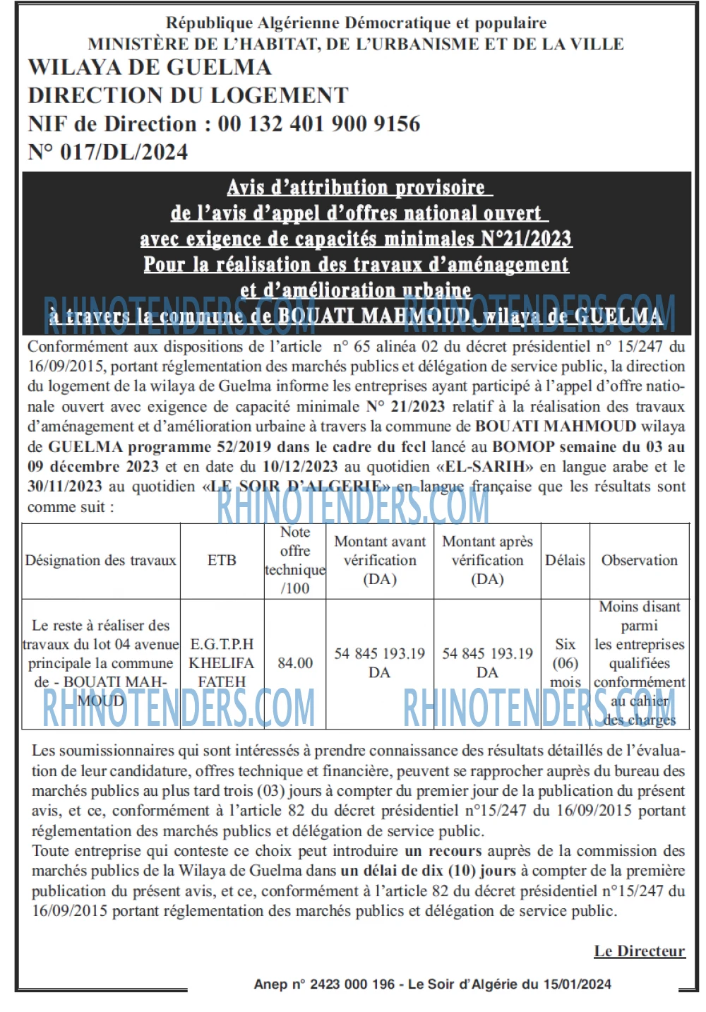 LE SOIR D'ALGERIE