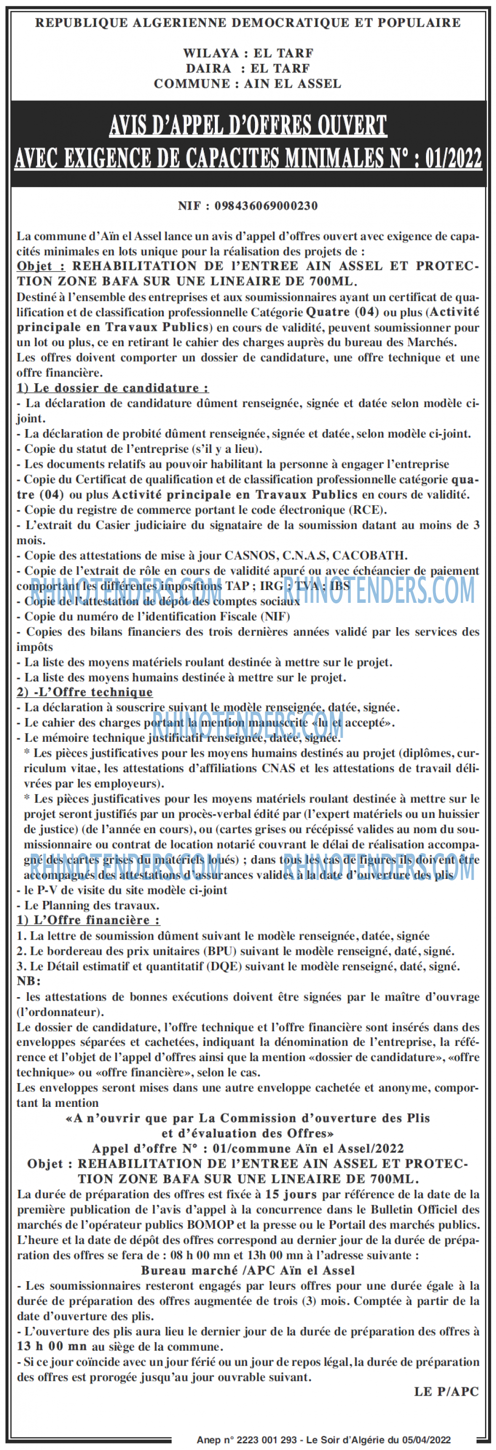 LE SOIR D'ALGERIE