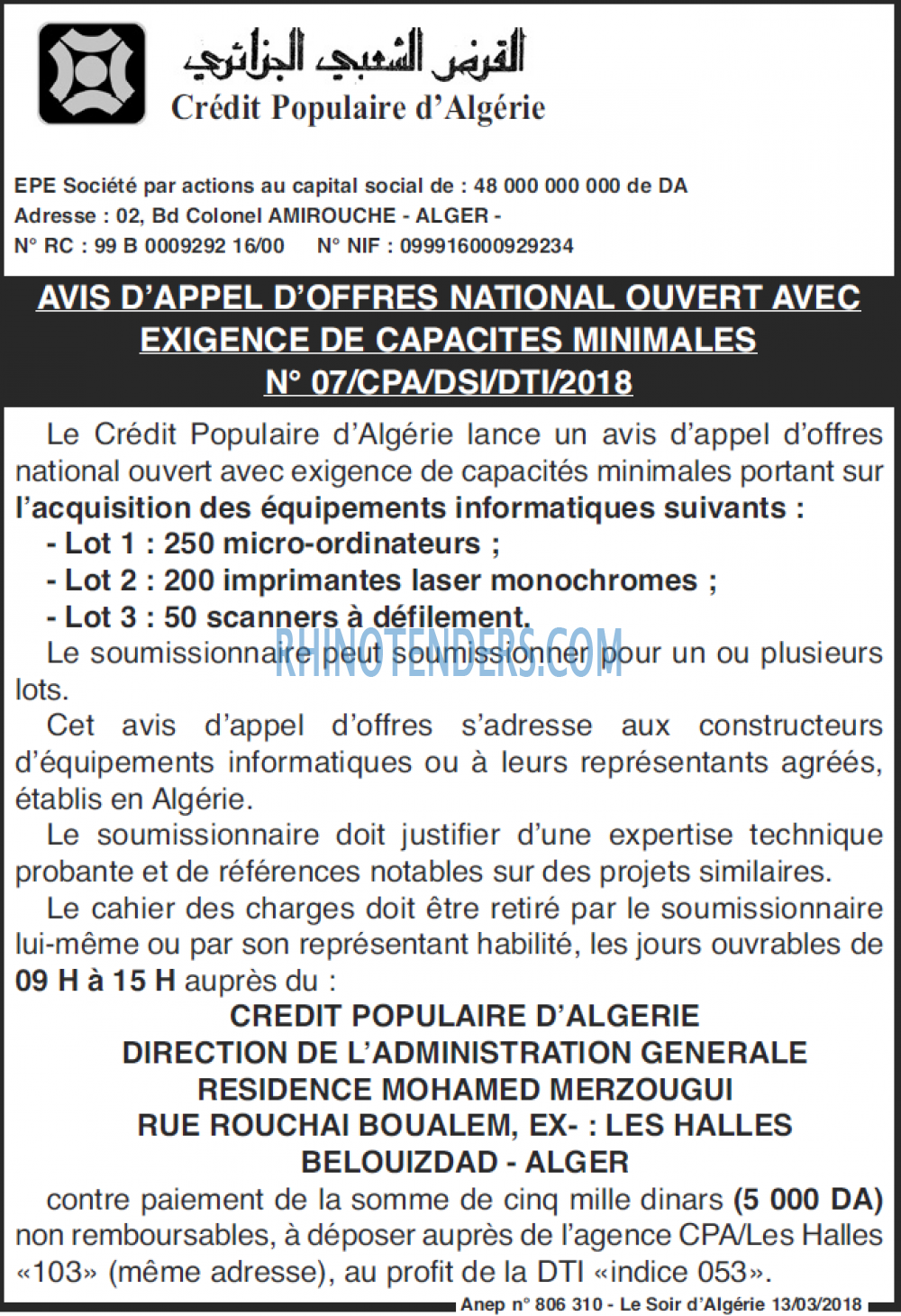 LE SOIR D'ALGERIE