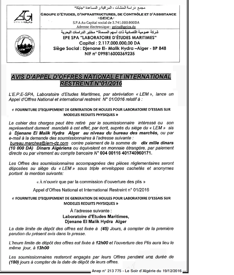 LE SOIR D'ALGERIE