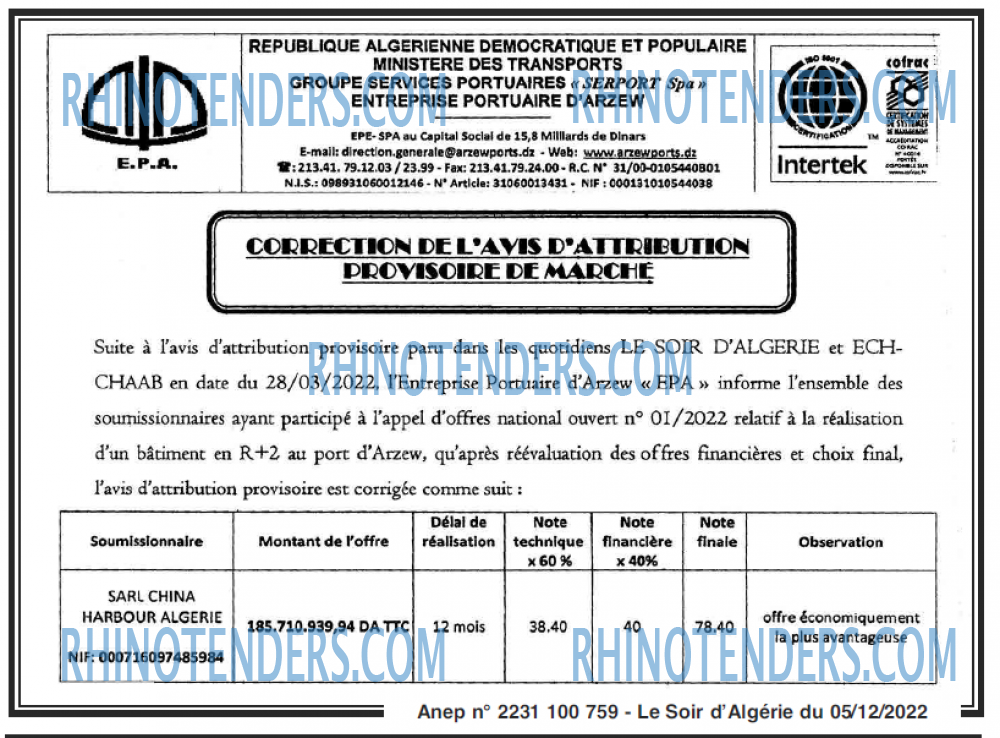 LE SOIR D'ALGERIE