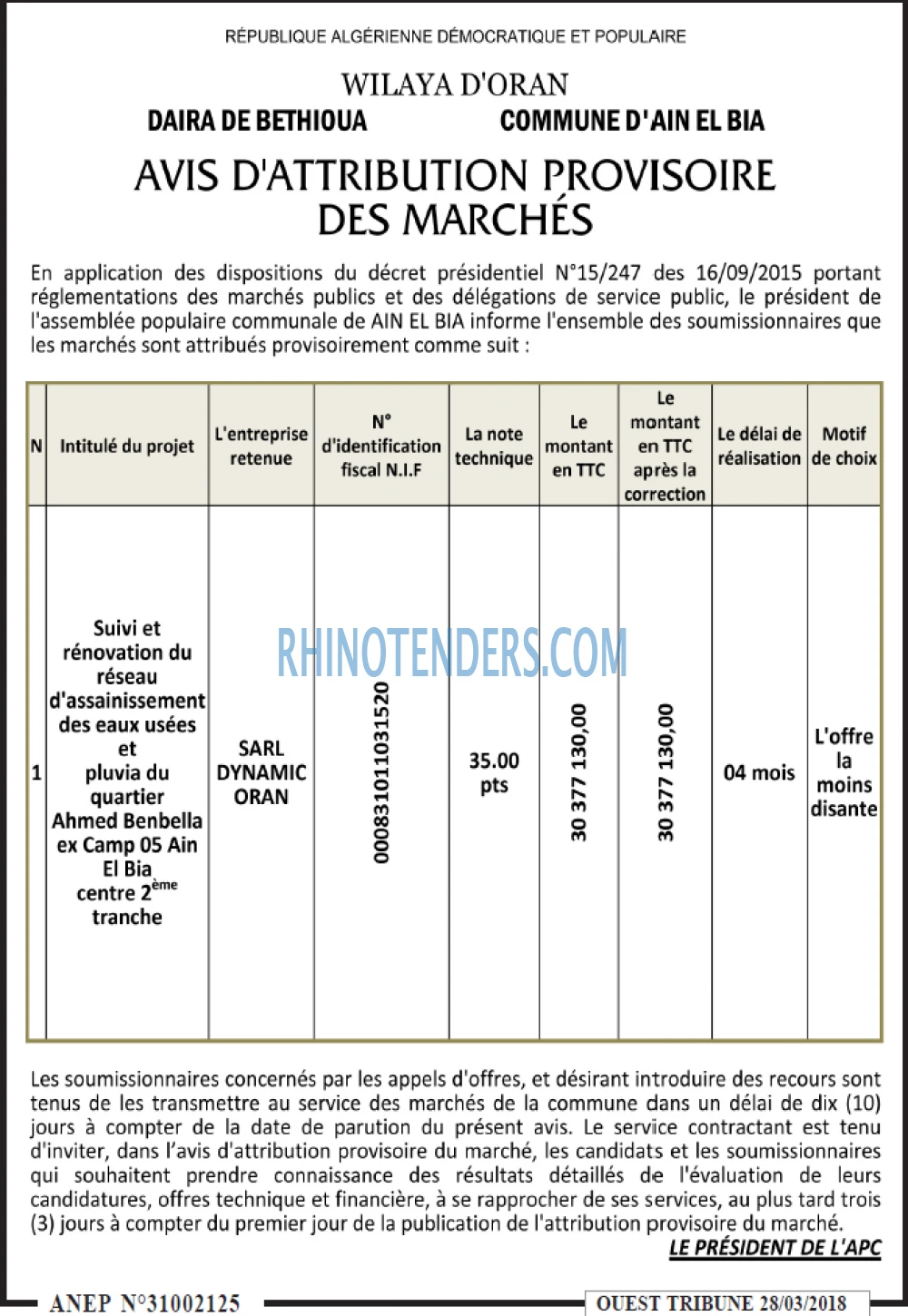 ouest TRIBUNE