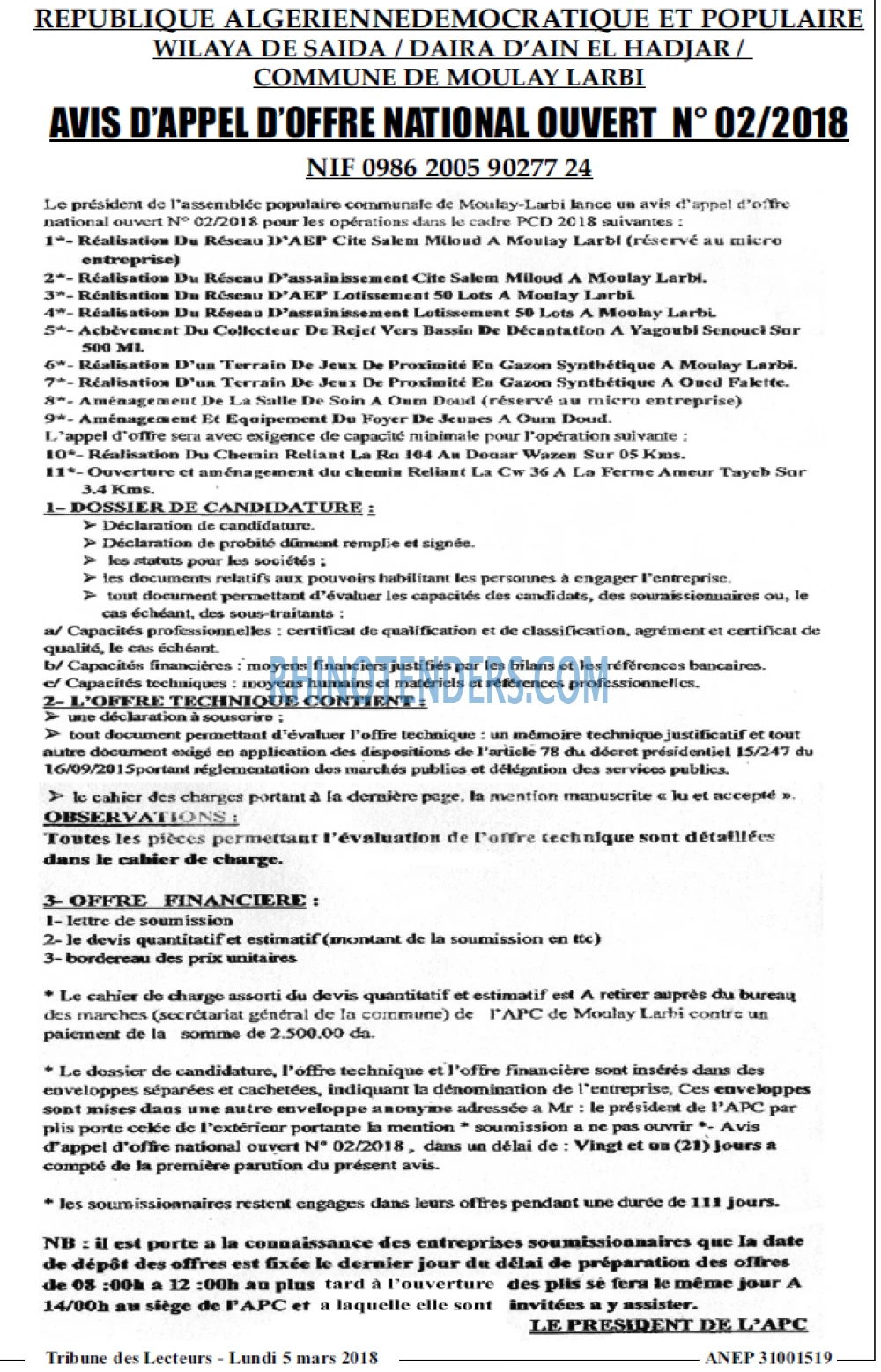 TRIBUNE DES LECTEURS