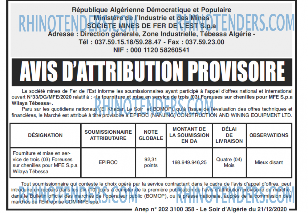LE SOIR D'ALGERIE