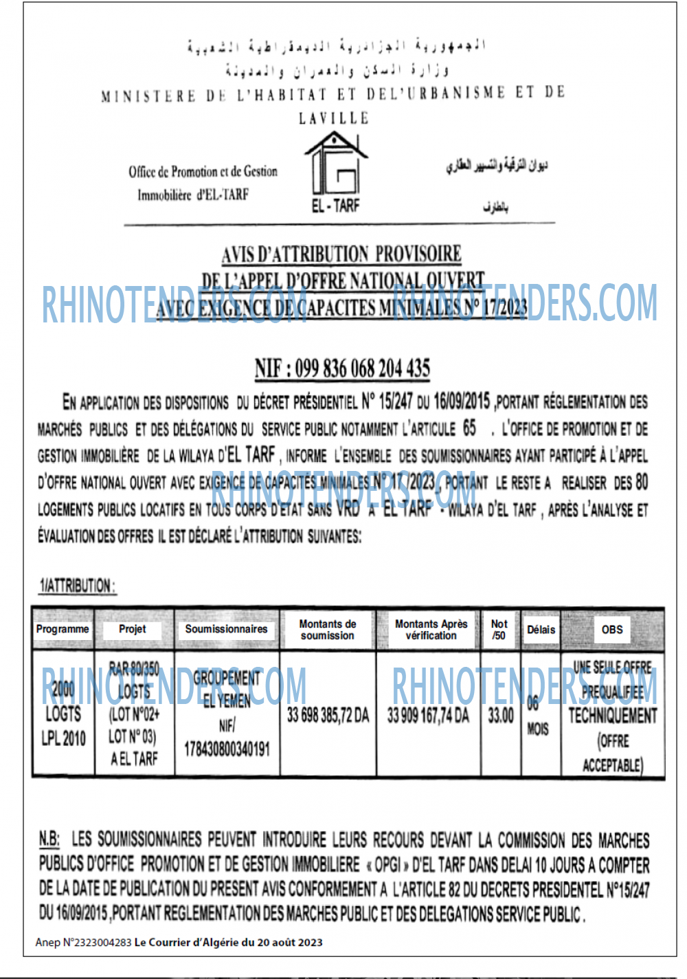 Le Courrier d'Algerie