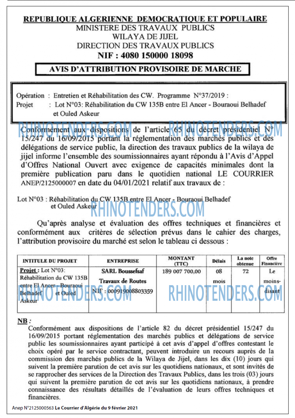 Le Courrier d'Algerie