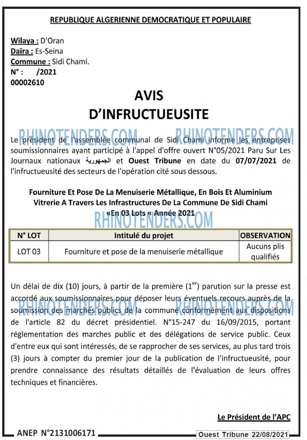 ouest TRIBUNE