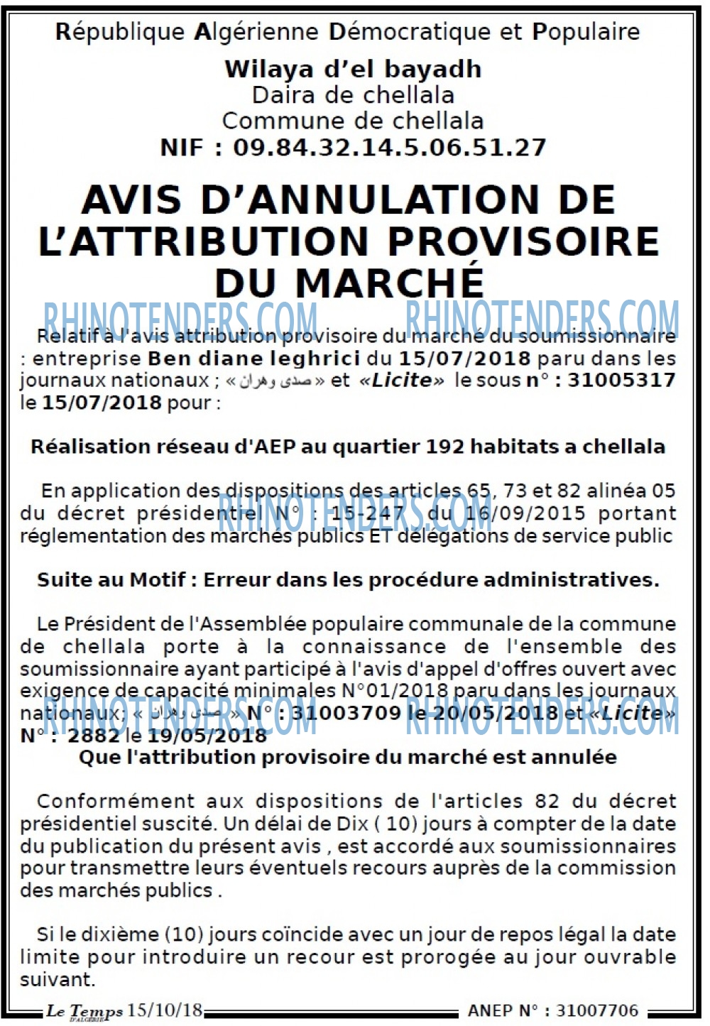 LE TEMPS D'ALGERIE