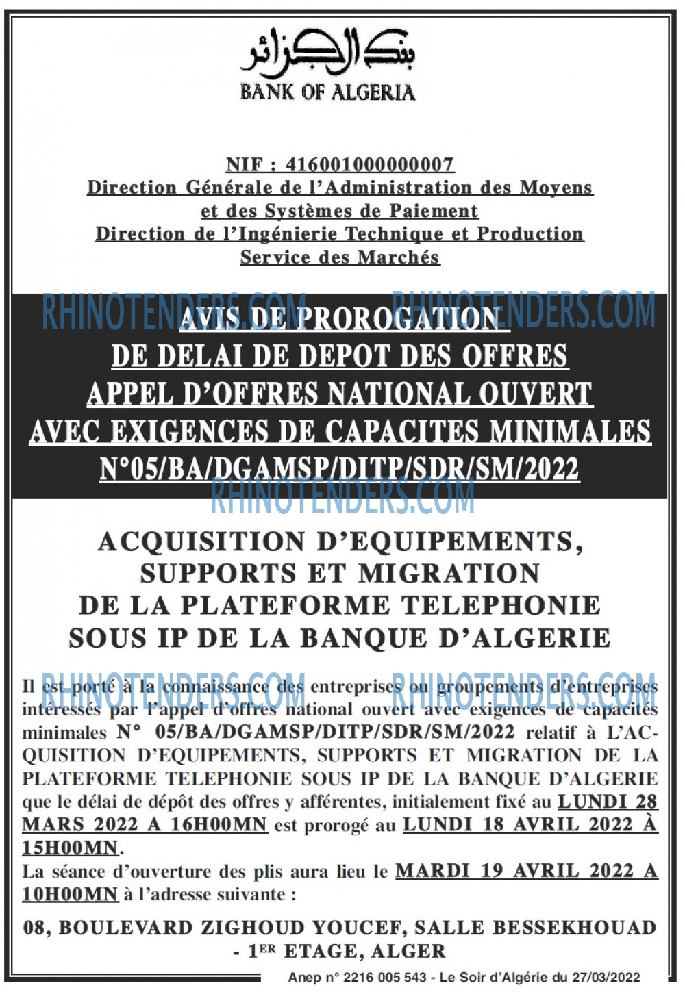 LE SOIR D'ALGERIE