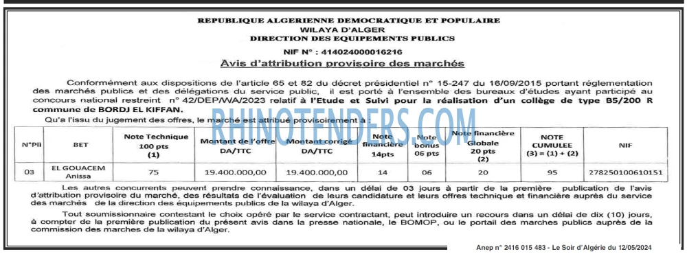 LE SOIR D'ALGERIE