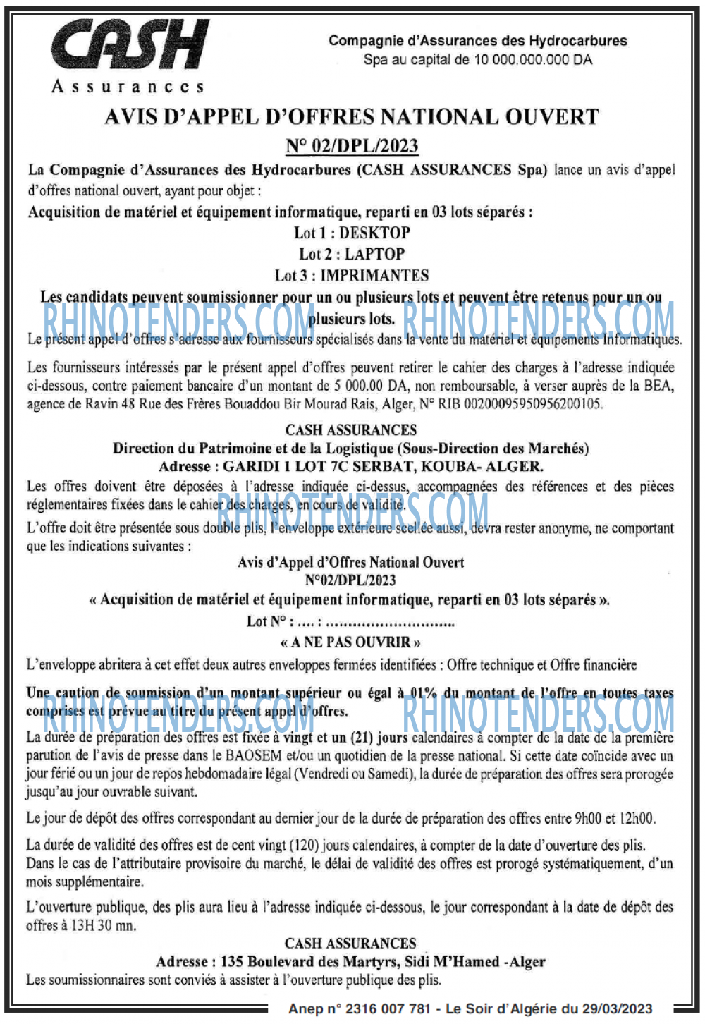 LE SOIR D'ALGERIE