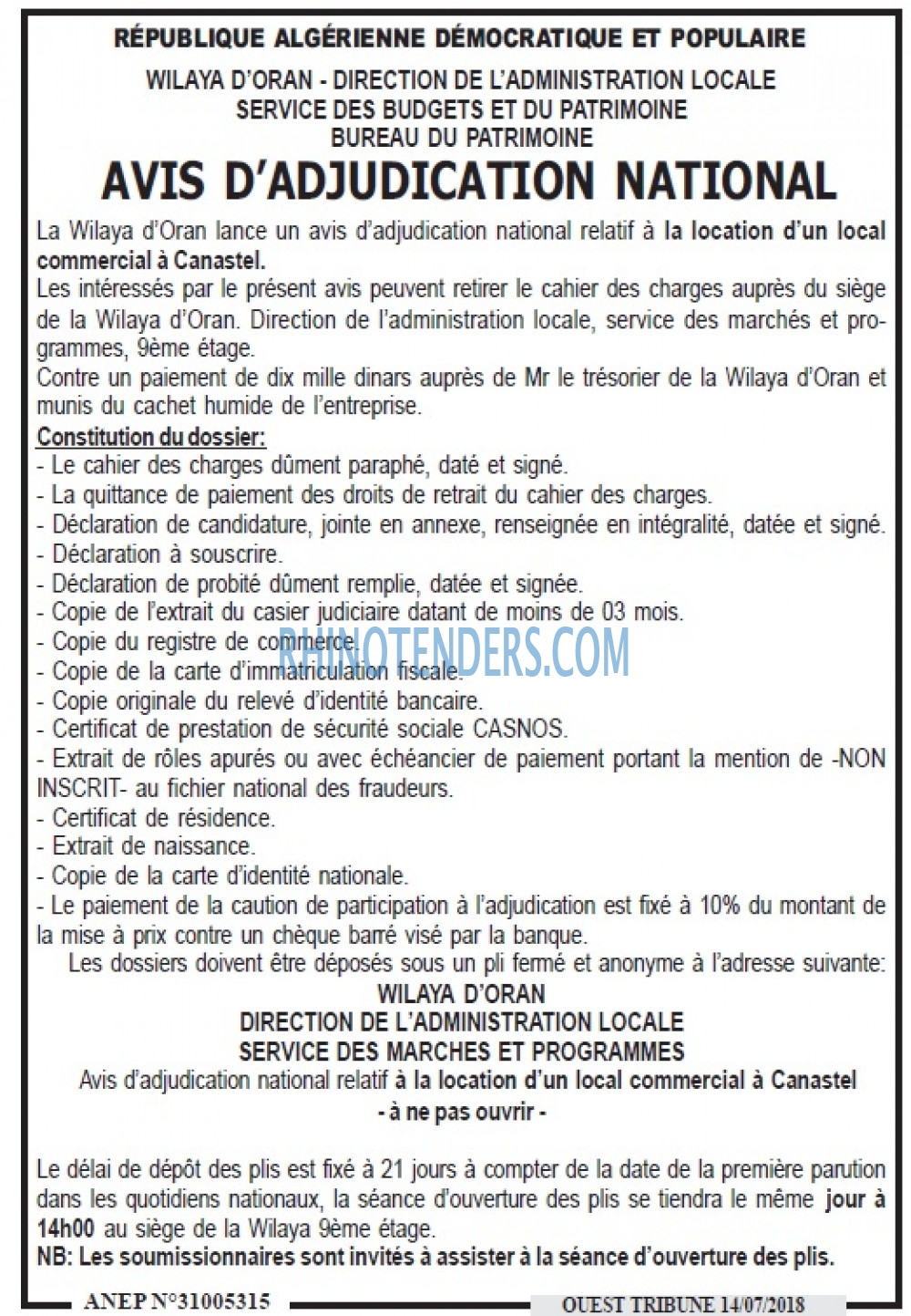 ouest TRIBUNE