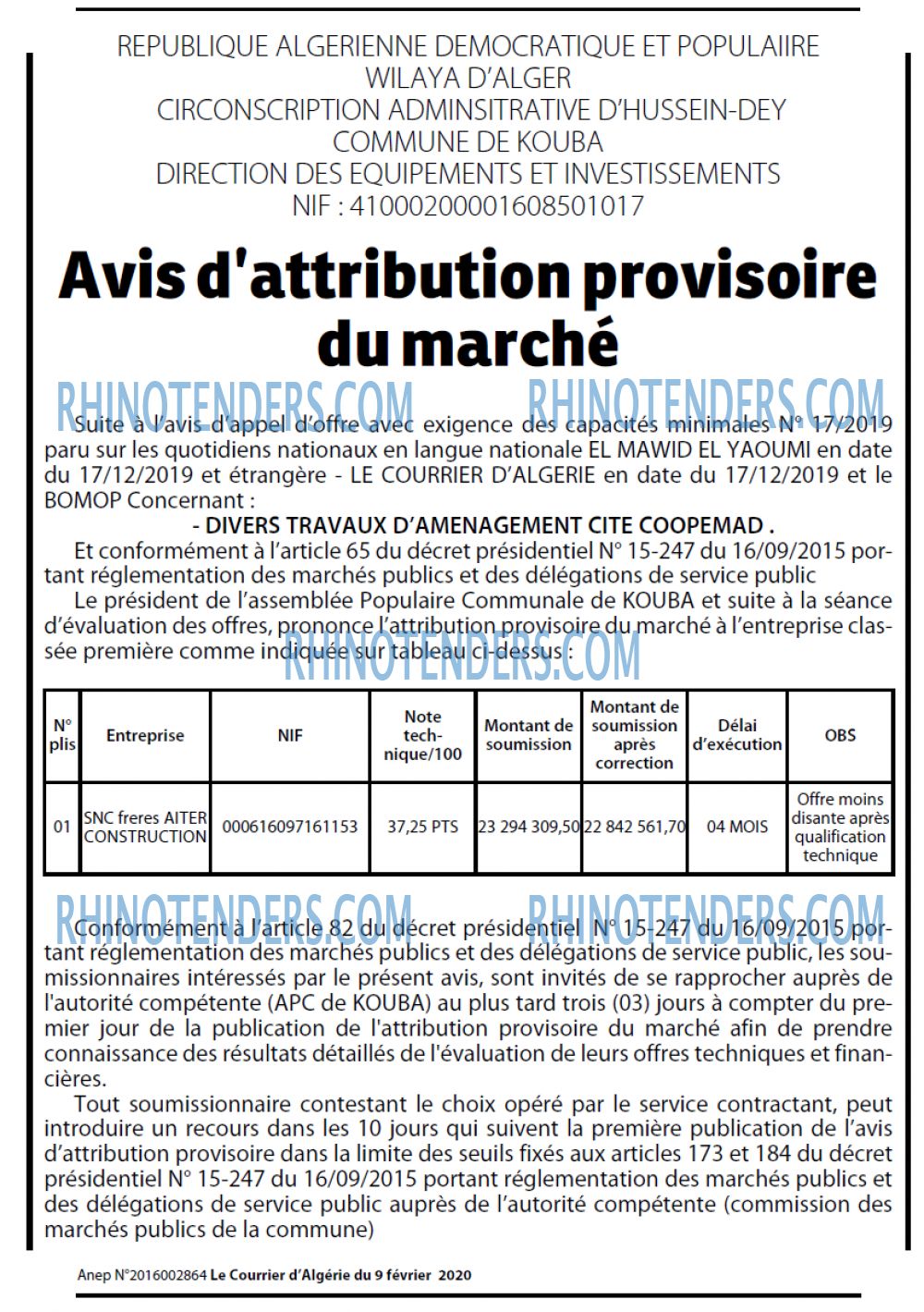 Le Courrier d'Algerie