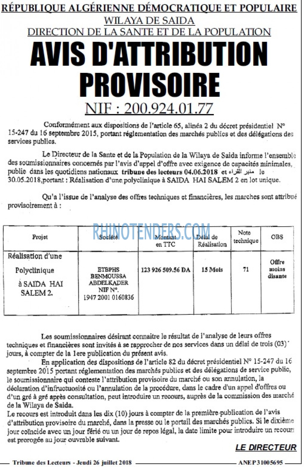 TRIBUNE DES LECTEURS