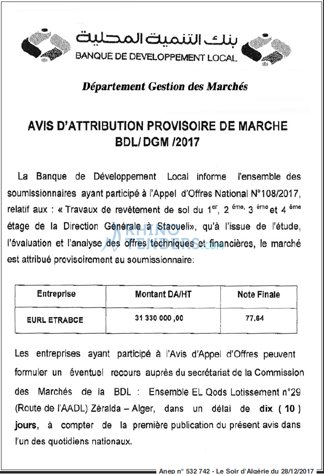 LE SOIR D'ALGERIE