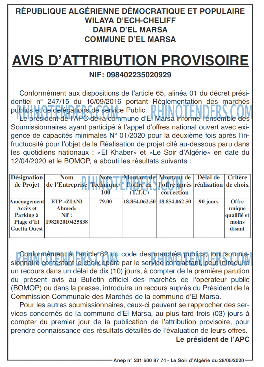 LE SOIR D'ALGERIE