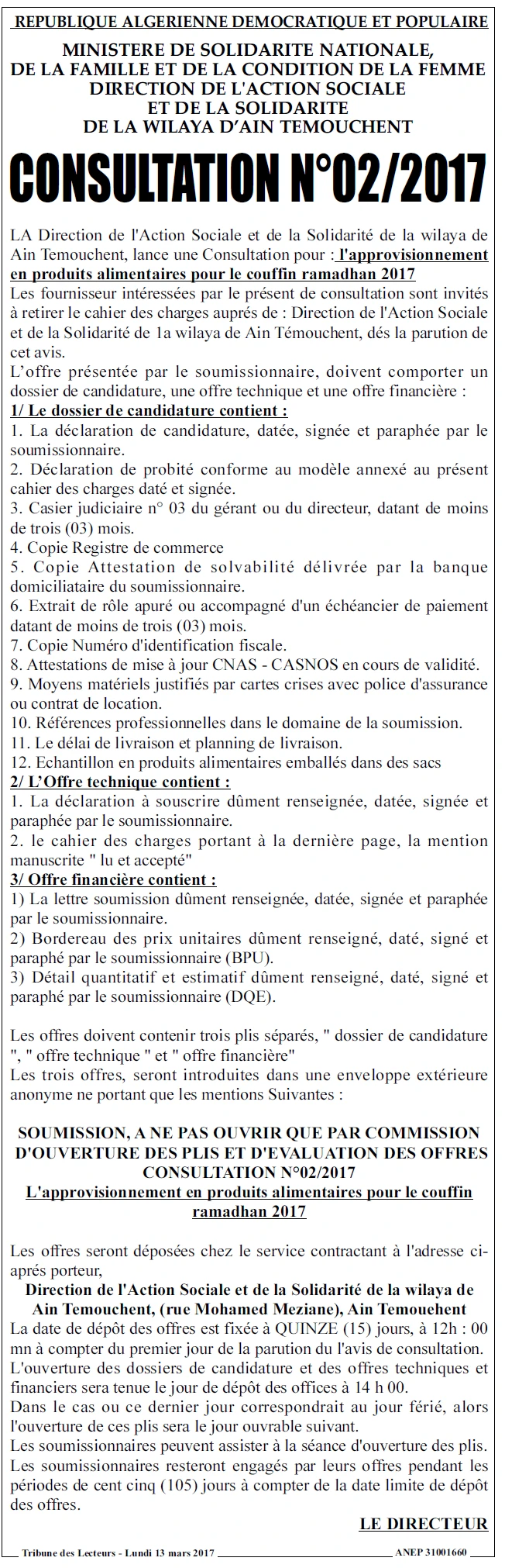 TRIBUNE DES LECTEURS