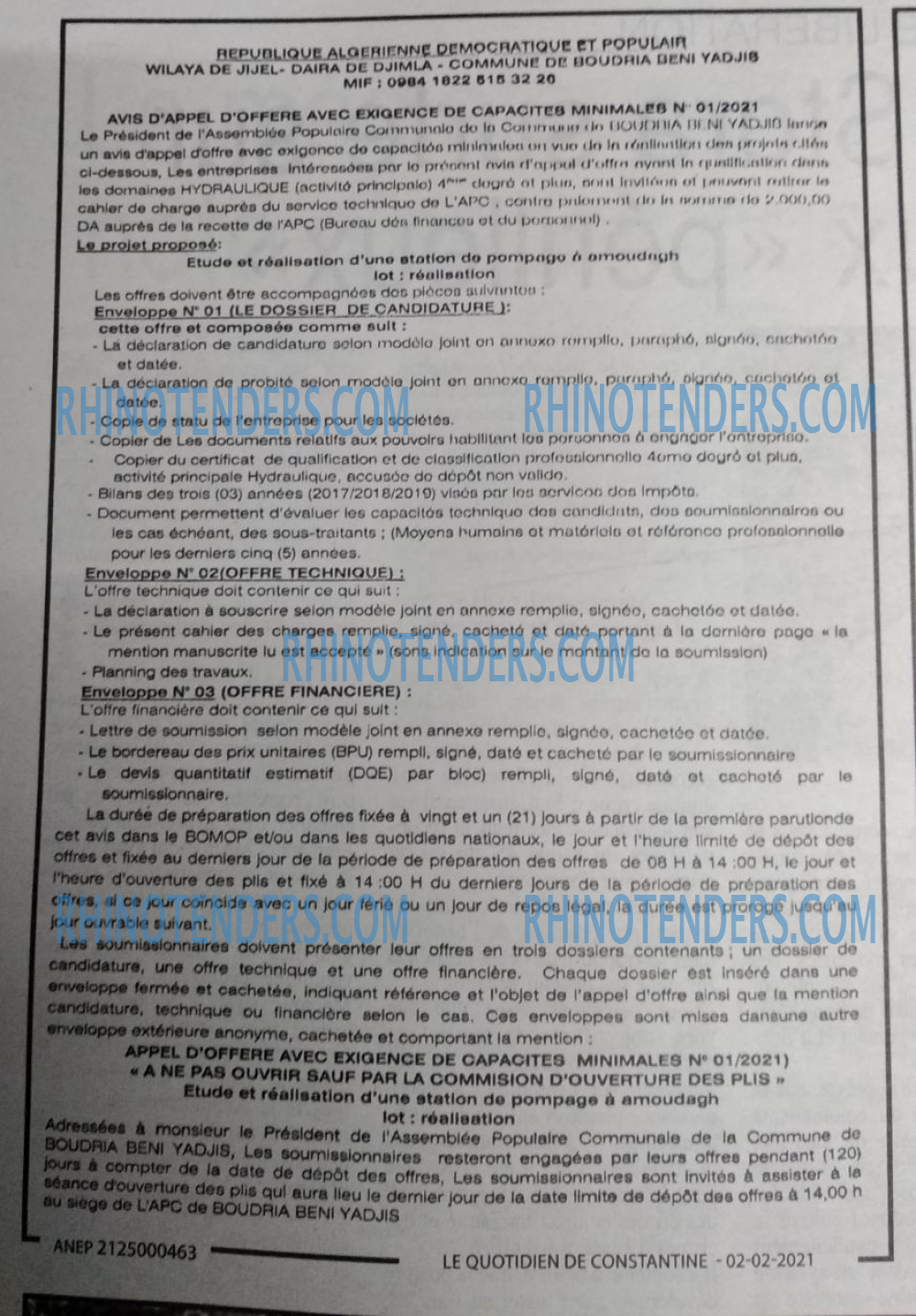 LE QUOTIDIEN DE CONSTANTINE