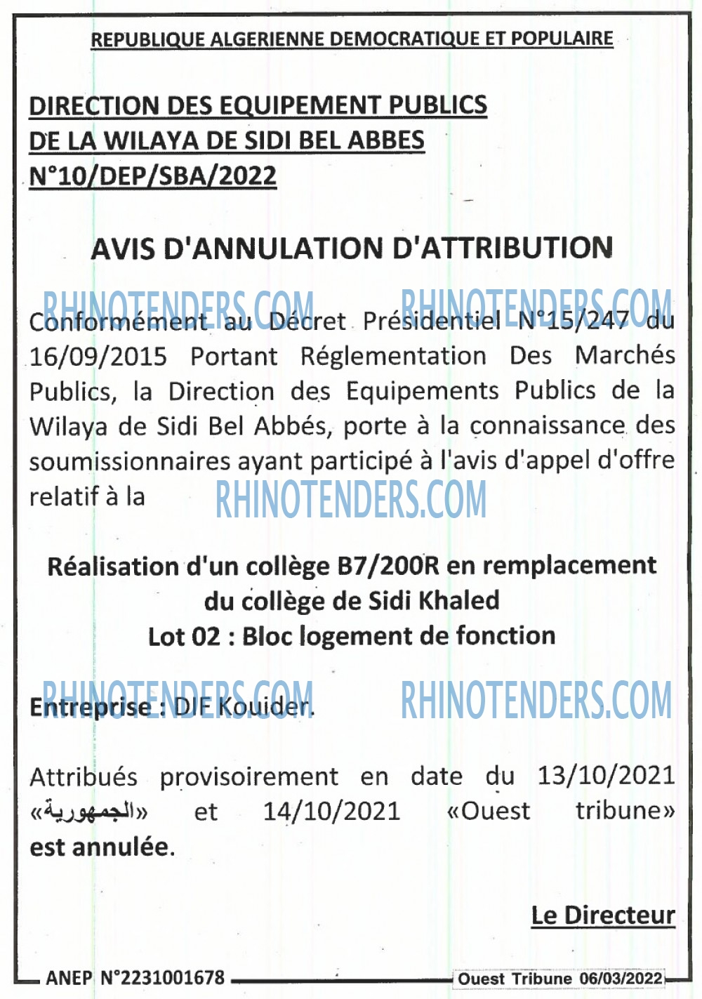 ouest TRIBUNE