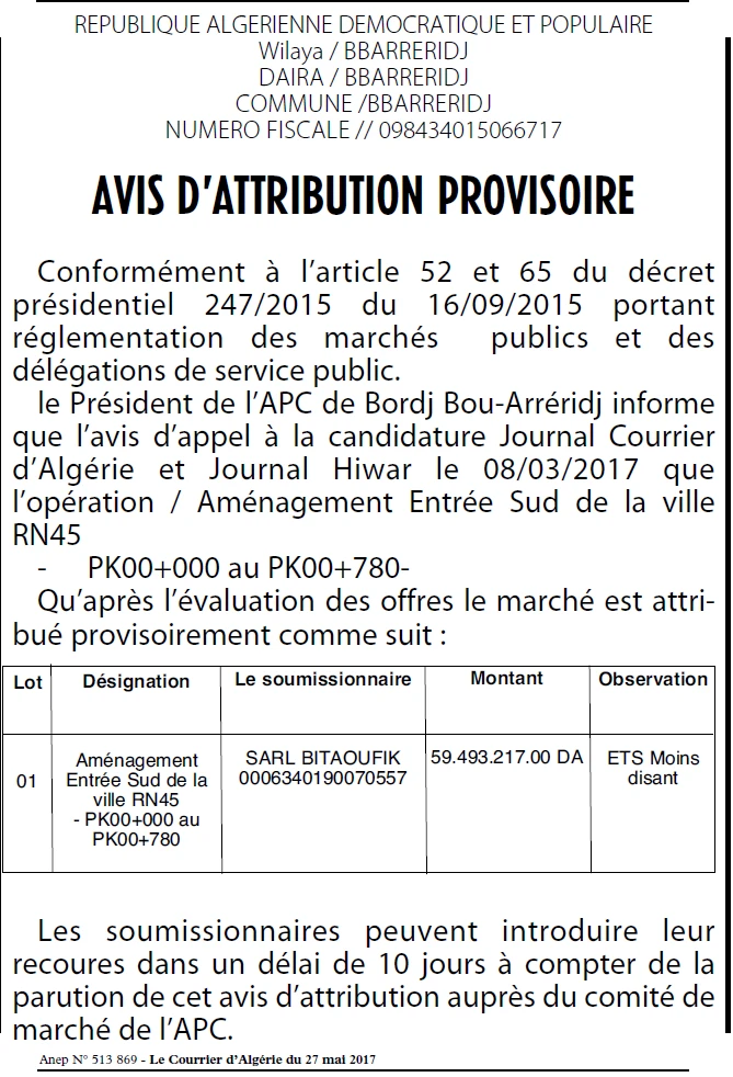 Le Courrier d'Algerie