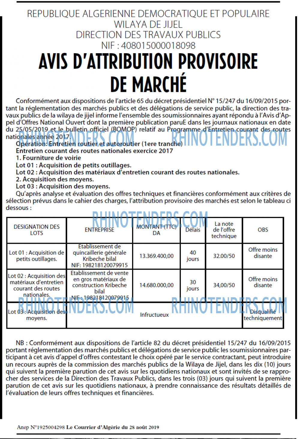 Le Courrier d'Algerie