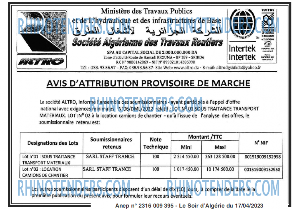 LE SOIR D'ALGERIE